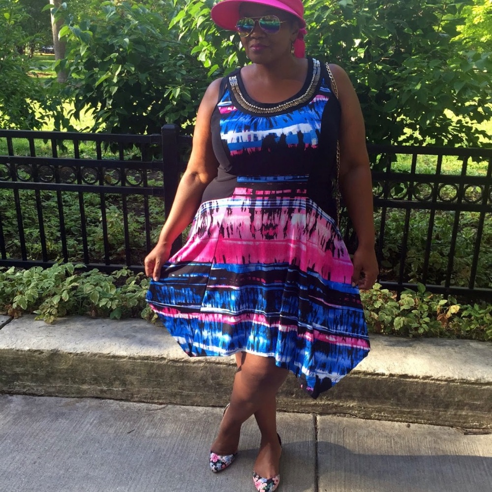 Plus Size Beaded Hanky Hem Dress